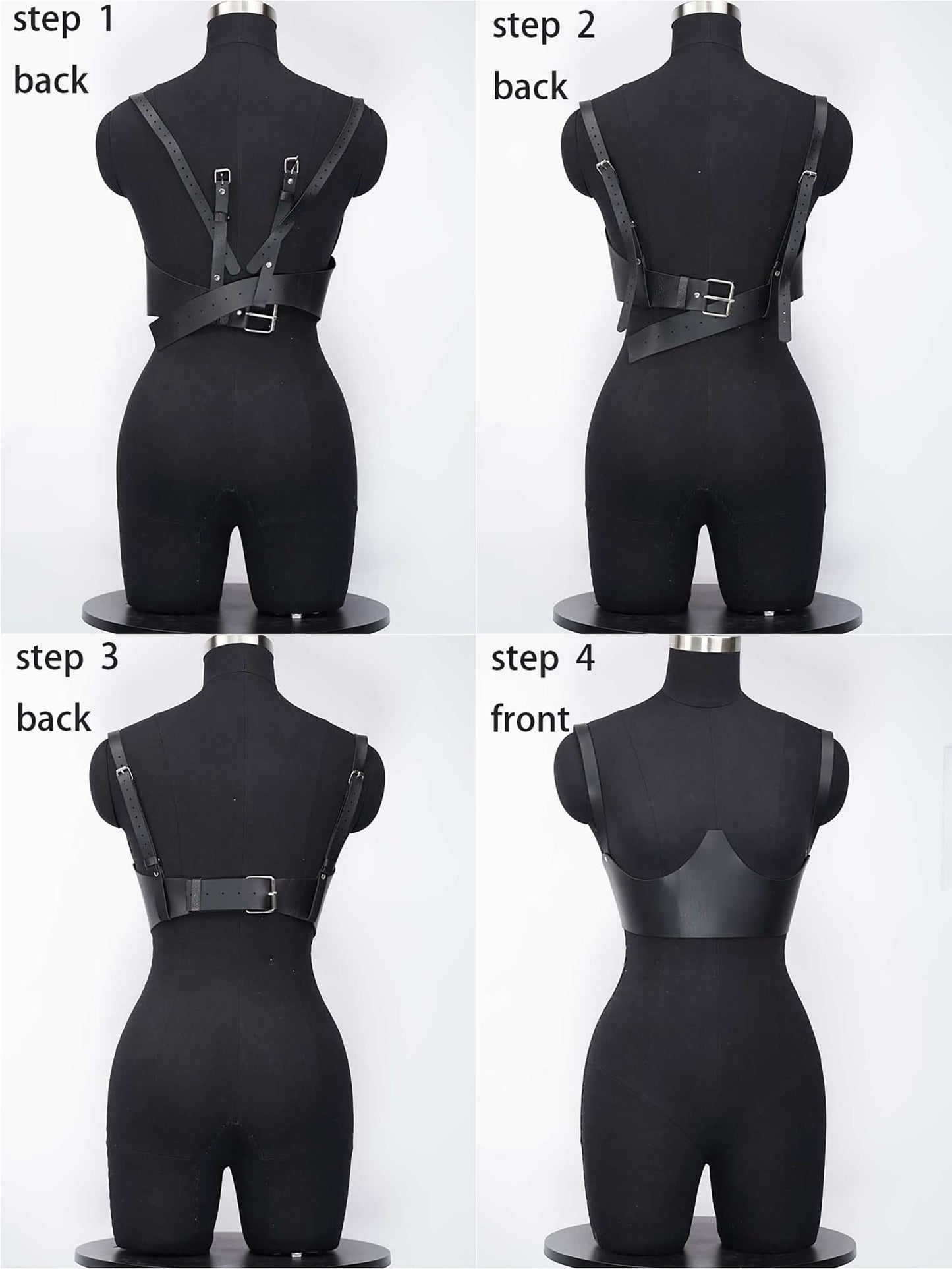 WARANDOD Women Adjustable Body Belt, Faux Leather Harness Belt Corset with Alloy Buckles, Minimalist Fashion Chest & Wide Waist Belt Accessory(Waist 27.0-34.3in)