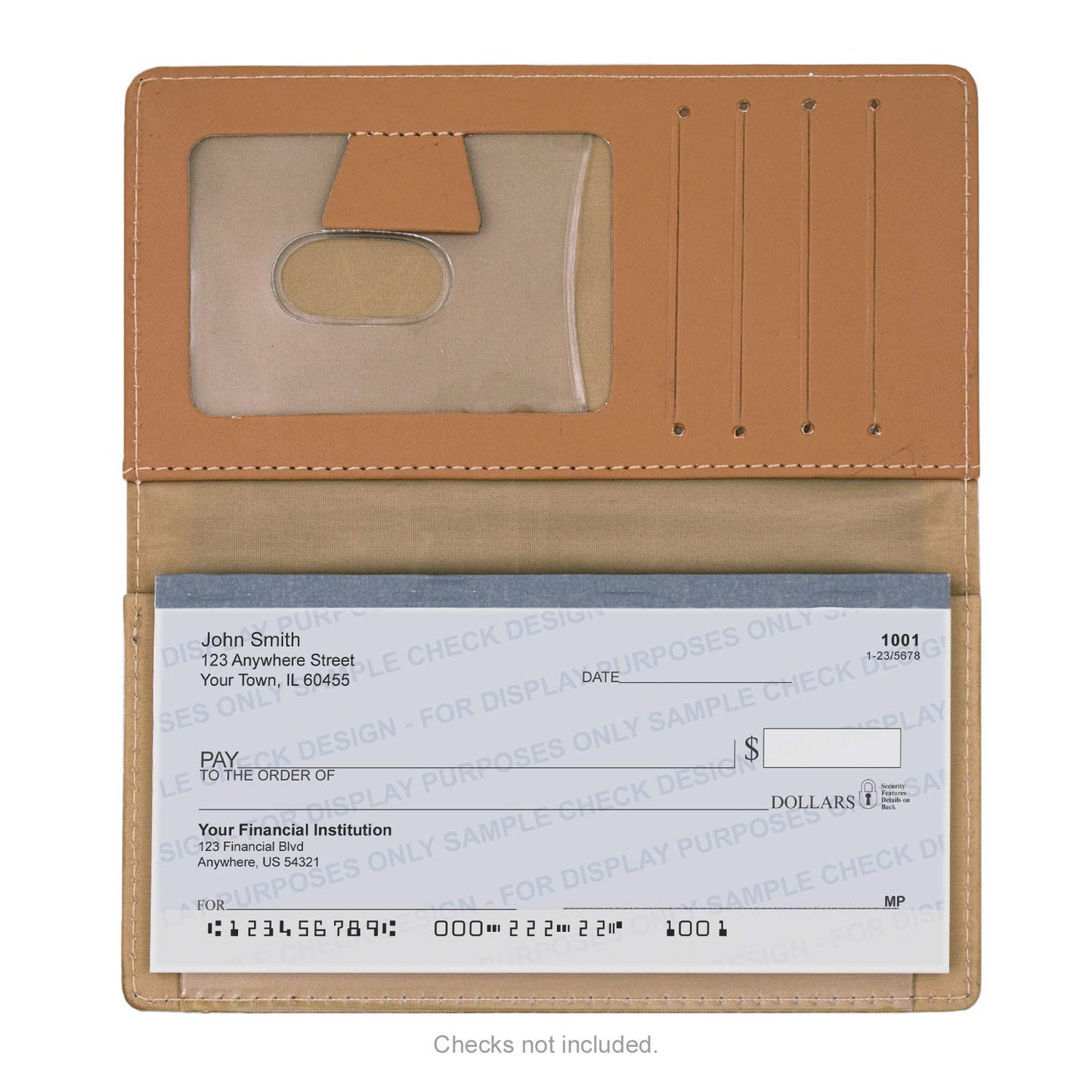 CAROUSELCHECKS Beachfront Views Personal Leather Checkbook Cover for Top Tear Personal Checks
