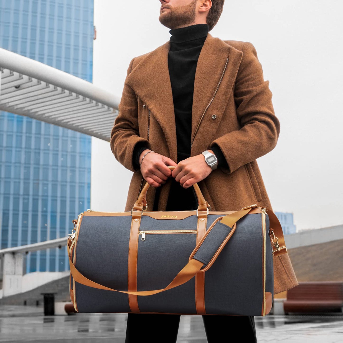 Garment Bag for Travel, Convertible Carry-On Duffel with Shoe Compartment, Waterproof & Wrinkle-Free Suit Carrier for Business Trips & Weekend Getaways, Foldable & Lightweight
