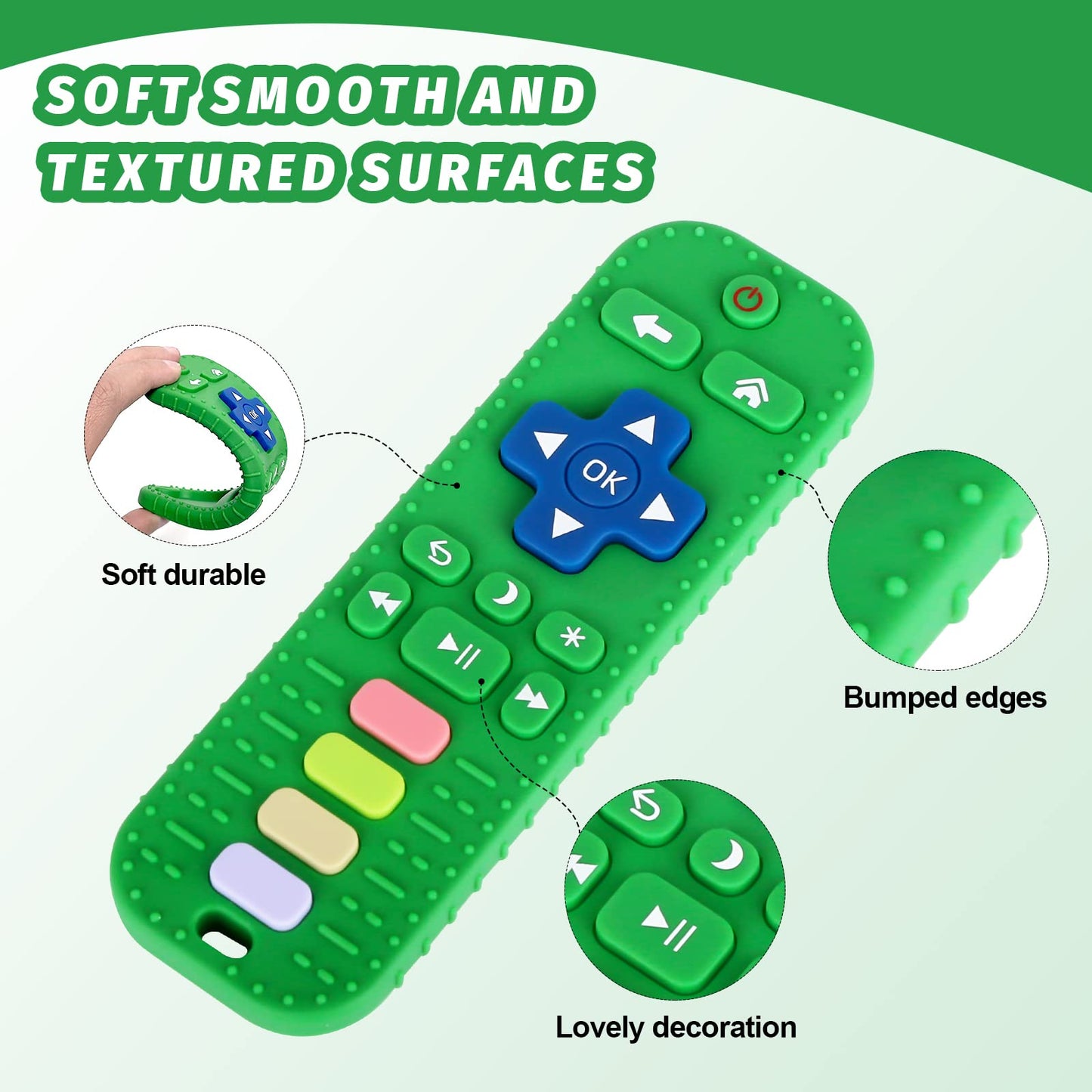 Fu Store 3 Pack Baby Teether Toy Chew Toy for Babies 0-12 Months 6-36 Months TV Remote Control Shape Teething Relief Baby Toys for Infants Learning Developmental Soothe Babies Gums Gifts Set