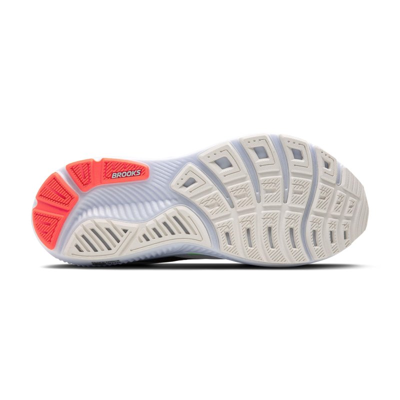 Brooks Men’s Ghost 17 Neutral Running Shoe - White/Pink Clay/Gecko - 8 Medium