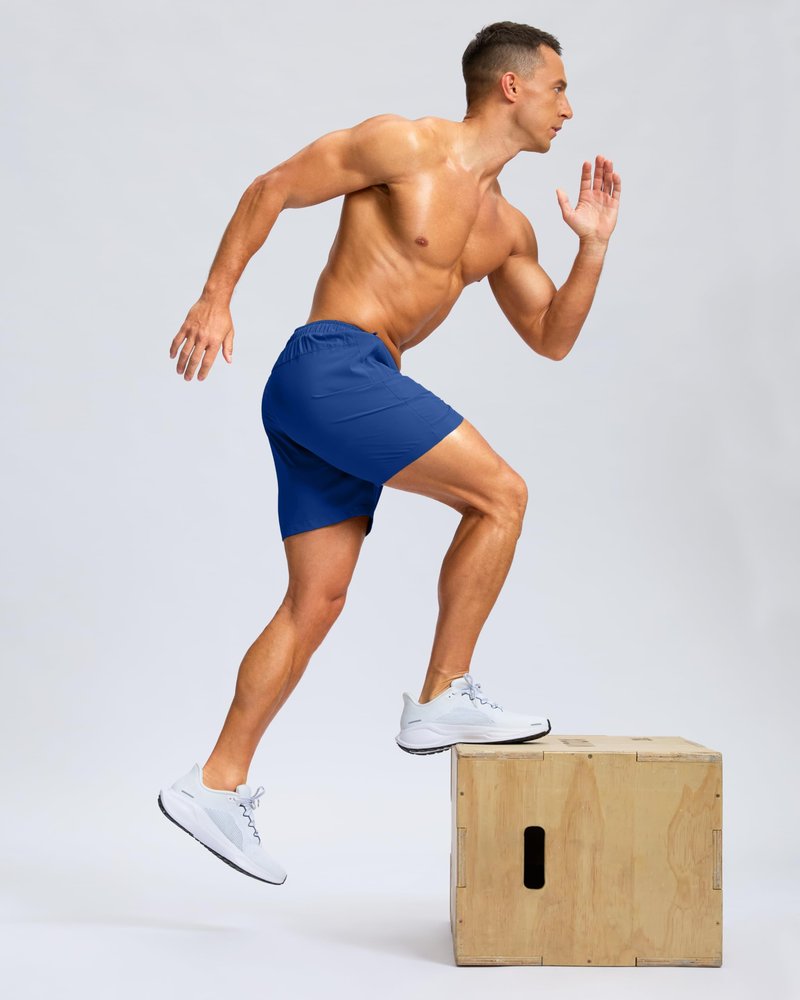G Gradual Men's Athletic Running Shorts with Zipper Pockets Quick Dry 7"/ 5"/ 9" Workout Gym Shorts for Basketball Hiking(Royal Blue,5S)