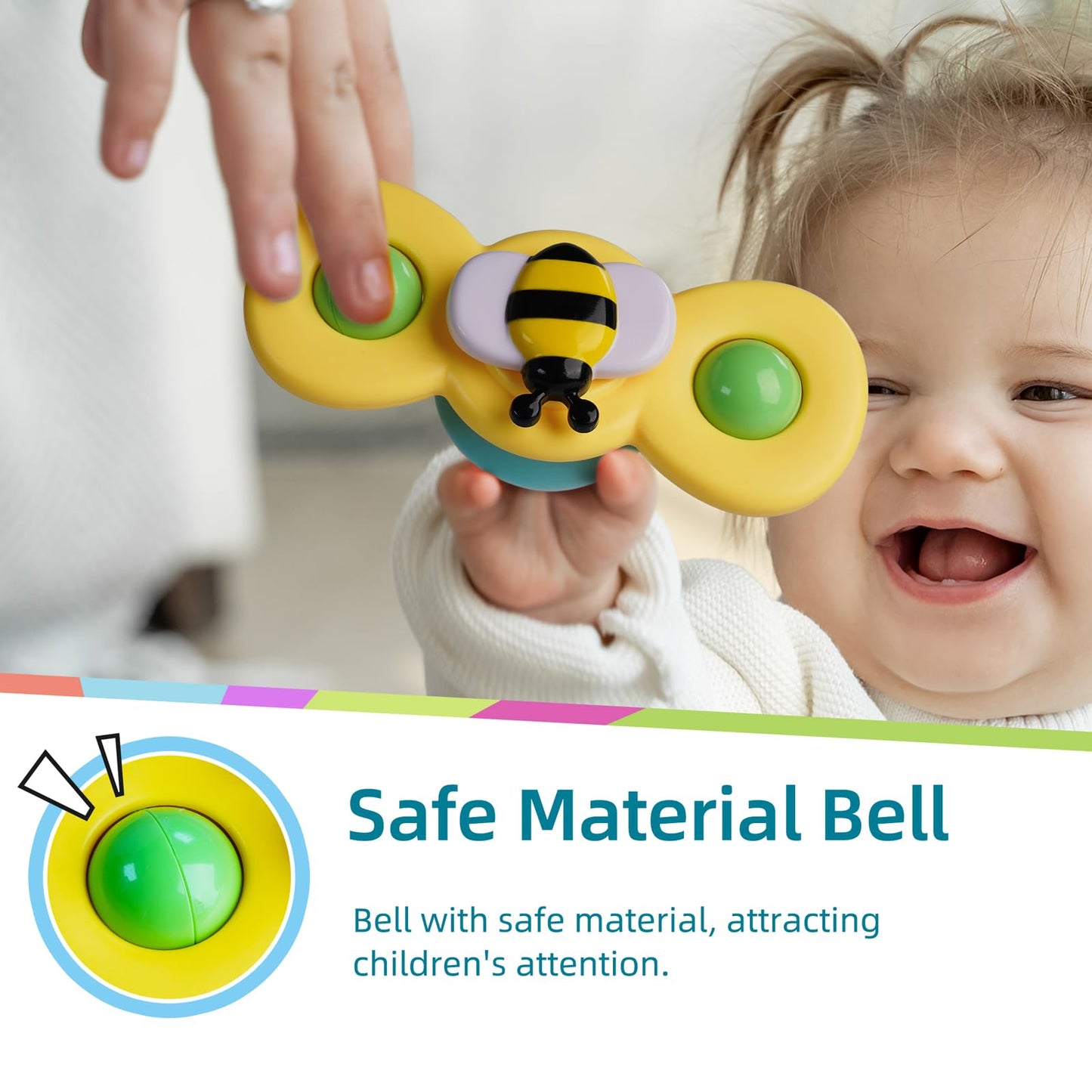 LiKee Strong Suction Cup Fidget Rotating Sensory Bath Toys for Baby 12 18 Months Airplane Car Travel Table & Window Toys for 1 2 Years Old Toddler Boys and Girls (Insect-1)