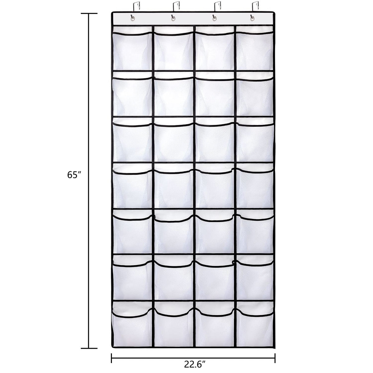 REGELETO 28 Large Pocket Over the Door Shoe Organzier, Hanging Shoe Rack for Door Large Capacity Shoe Organizer Holder with 4 Metal Hooks.