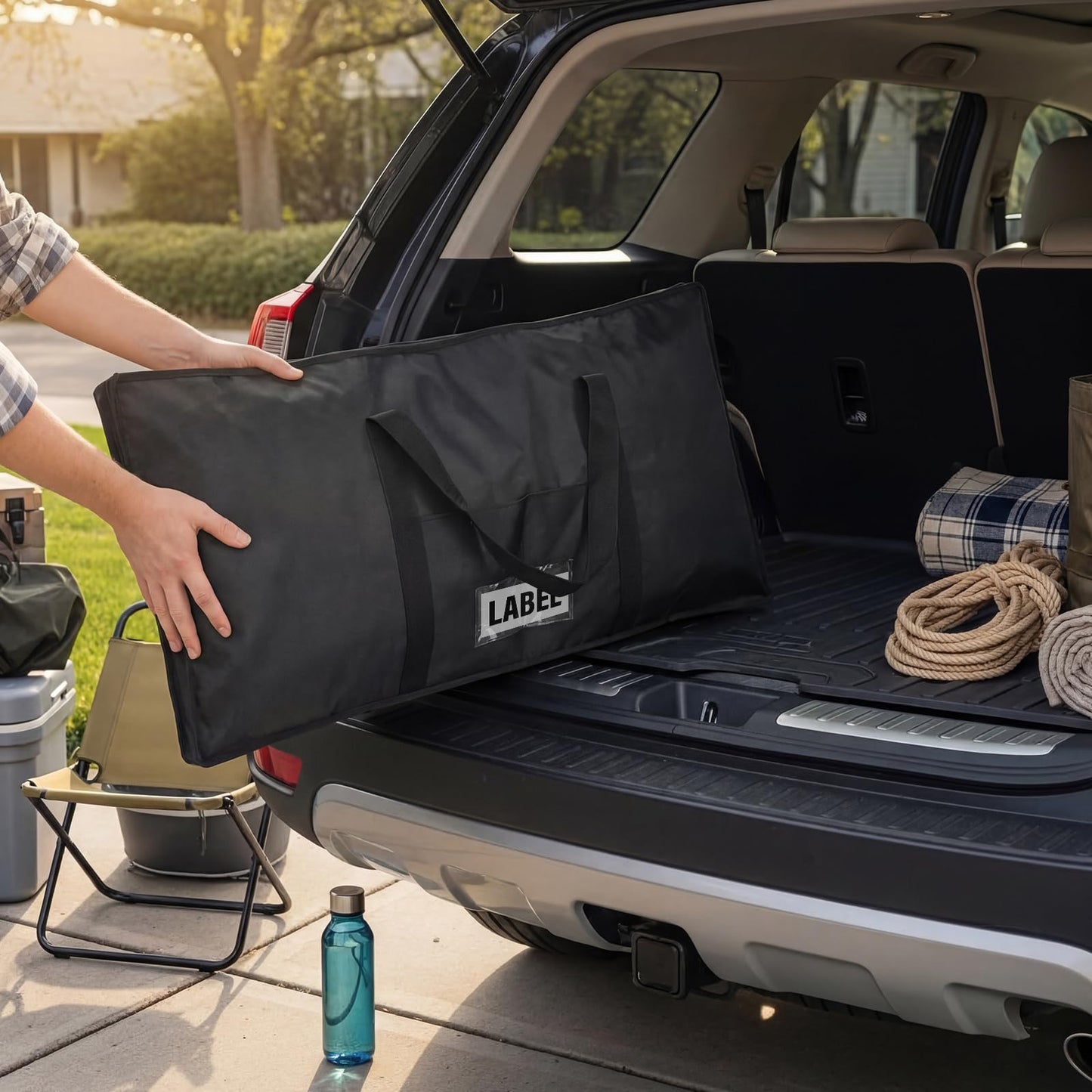 Hsei Extra Large Griddle Bag 38 x 18 x 2 Inch Extra Large Griddle Camping Storage Bag Oxford Cloth Waterproof with Reinforced Carrying Strap for BBQ Grilling Stove RV Camping Accessories, Black
