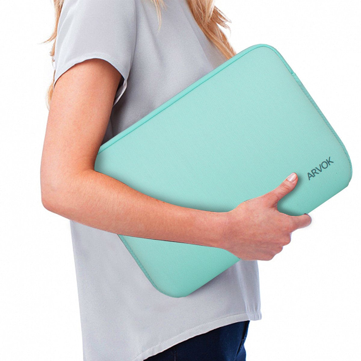 Arvok 11 11.6 12 Inch Laptop Sleeve Case for MacBook Air 12, Water-Resistant Neoprene Notebook Computer Tablet Sleeve, Carrying Bag Cover for Chromebook/HP/Dell/Lenovo/Asus/Acer, Light Green