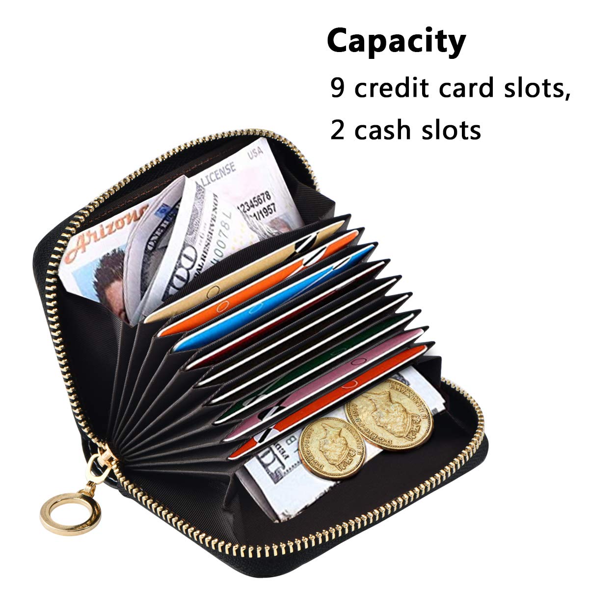Bolaz Credit Card Holder Wallet for Women RFID Blocking Zipper Card Cases Strawberry Cute Pink Leather Slim Small (color6)
