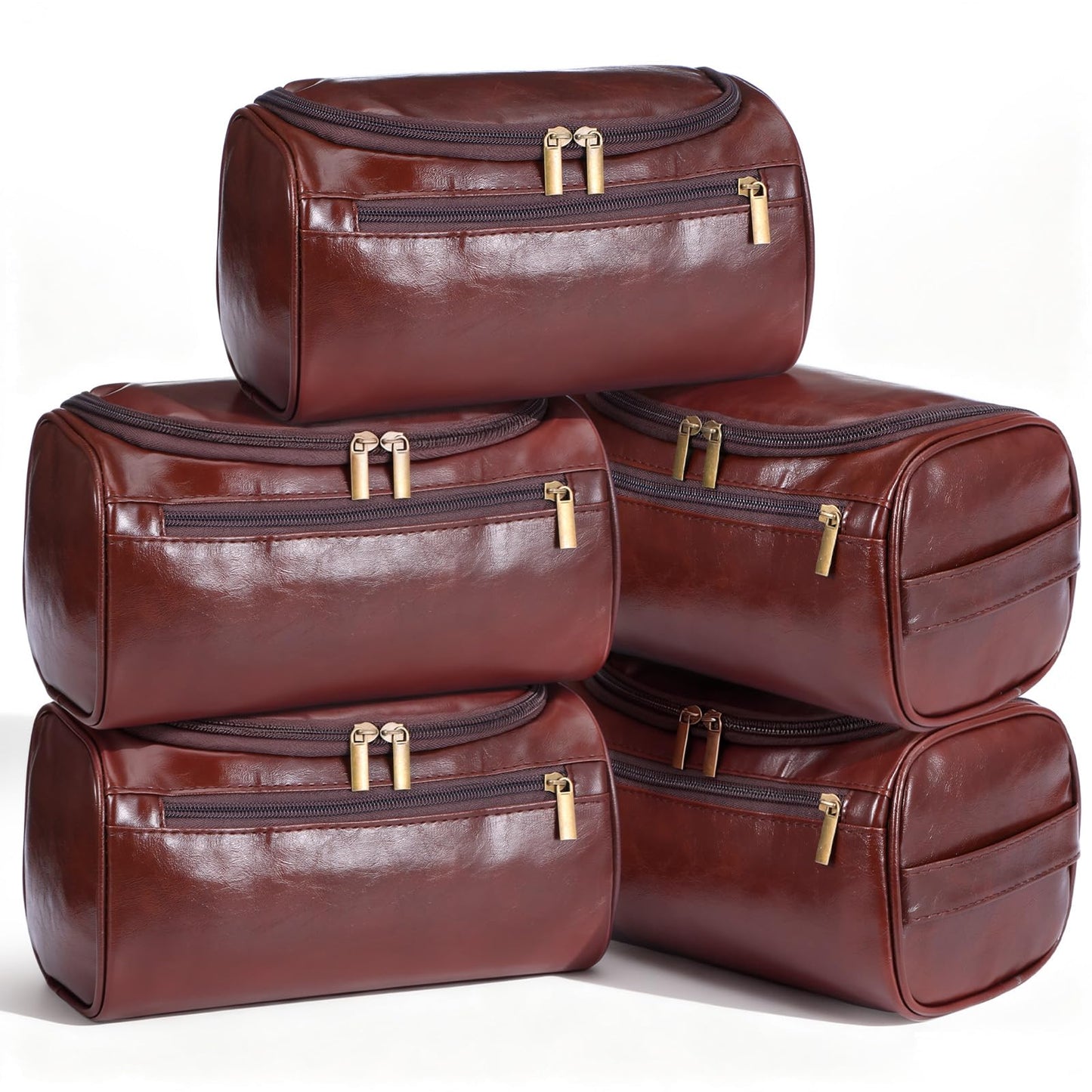 Hpmjz 5pcs Personalized Leather Toiletry Bag for Men Travel Shaving Bag with Hanging Hook Waterproof Kit Cosmetic bags Water-resistant Shaving Bag for Toiletries Accessories Travel Essentials Gifts