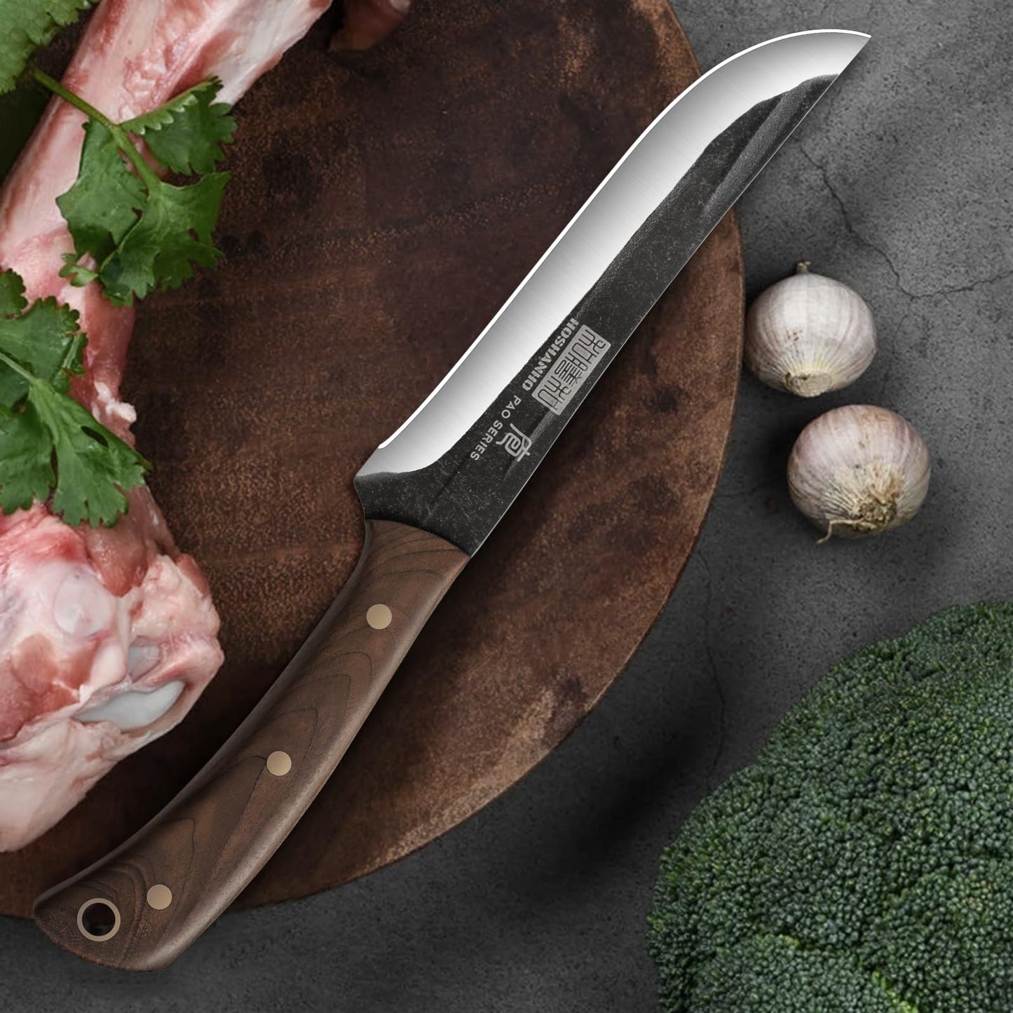 HOSHANHO Butcher Knife Set 3-Piece, Super Sharp Hand Forged Fillet Knife & Dividing Knives & Paring Knives Set, Upgraded High Carbon Stainless Steel Meat Cutting for Home, Outdoor