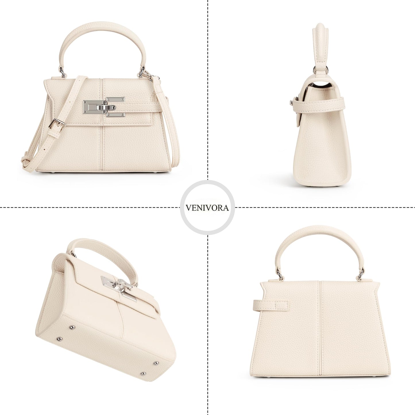 Women's Top Handle Handbag Vegan Leather Crossbody Bag,WHITE,SMALL