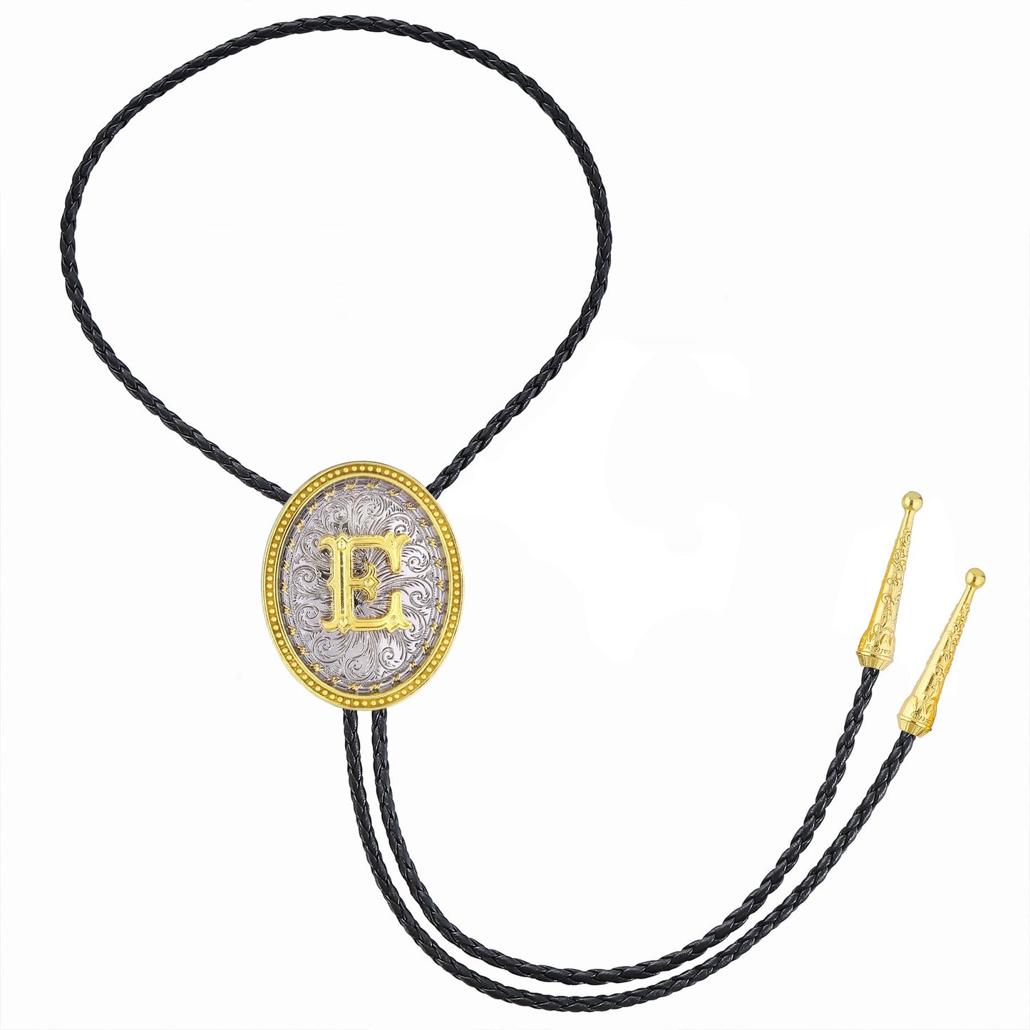 GelConnie Cowboy Ties for Men Western Initial Letters Bolo Tie ABCDJMR to Z Leather Necktie Jewelry Accessories for Men Women