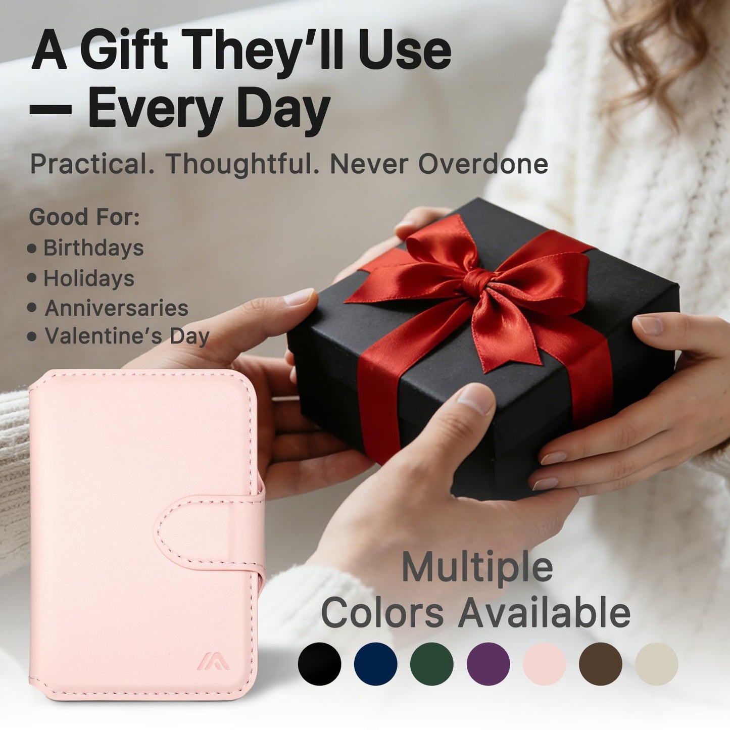 MEFON for MagSafe Wallet, Magnetic Phone Wallet RFID Blocking, Slim 5-8 Card Holder with Cash Slot & Clear ID Window, Minimalist Mag Safe Wallets for iPhone 17/16/15/14/13/12 Series, Blush Pink