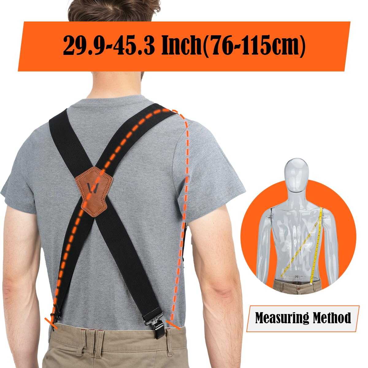 WELKINLAND 2-Piece Clip-On Suspenders Set, Comfy 2 Inch Suspenders for Men, Suspenders for Men Heavy Duty, Sturdy Work Suspenders for Mens Elastic, Adjustable mens gift set