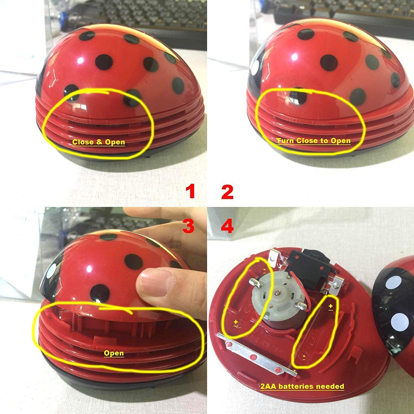 zswell Ladybug Cartoon Mini Vacuum Cleaner Dust Sweeper Cordless Corner Desktop Vacuum Cleaner Mini Cute Home Office