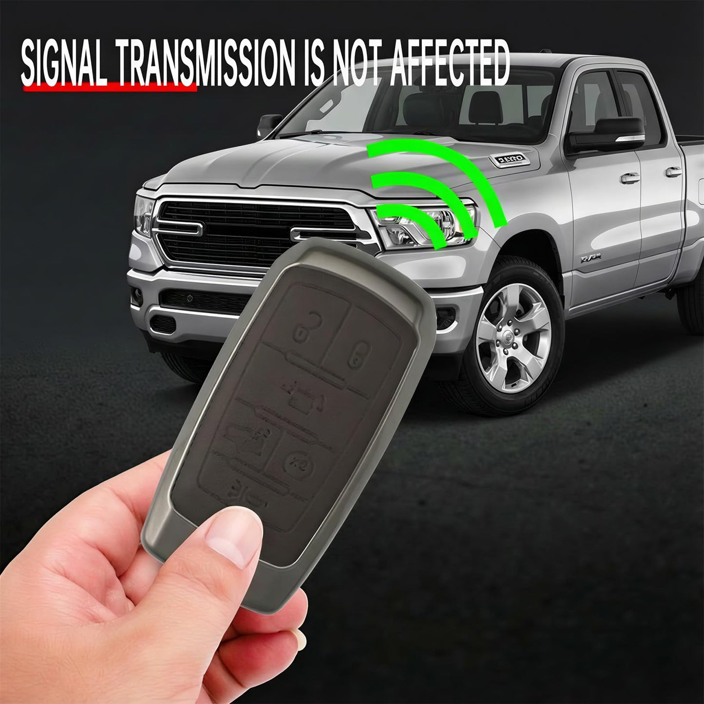 Zinc Alloy Car Key Fob Cover Compatible with 2019-2025 RAM 1500 2500 3500, Metal & Leather Remote Key Case Protector, Full Coverage Hard Shell Holder with Keychain Accessories (B-4-btns-Brown)