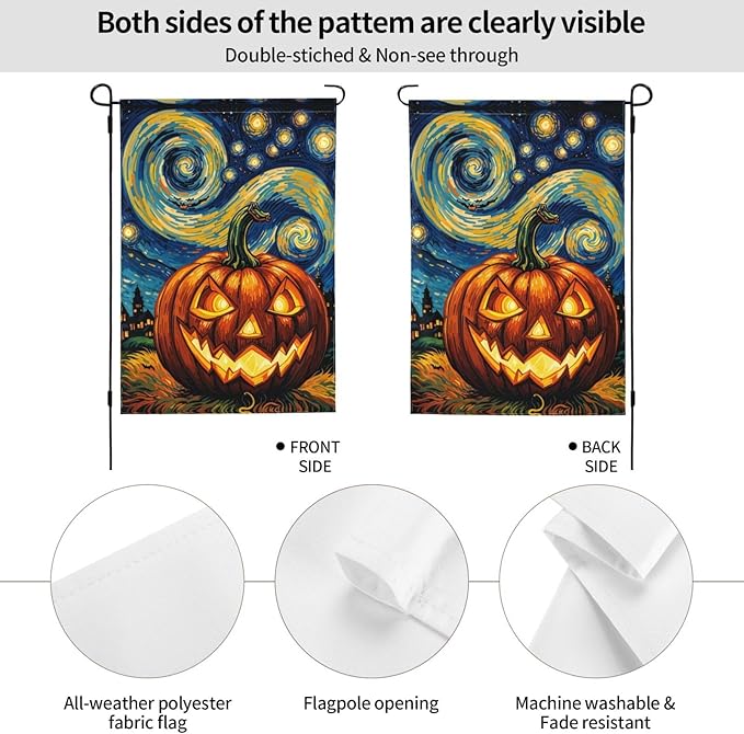 Halloween Scary Pumpkin Garden Flag for Fall Festival Porch Patio Farmhouse Outdoor Yard Decoration Vertical Double Sided Burlap 12.5 x 18 Inch