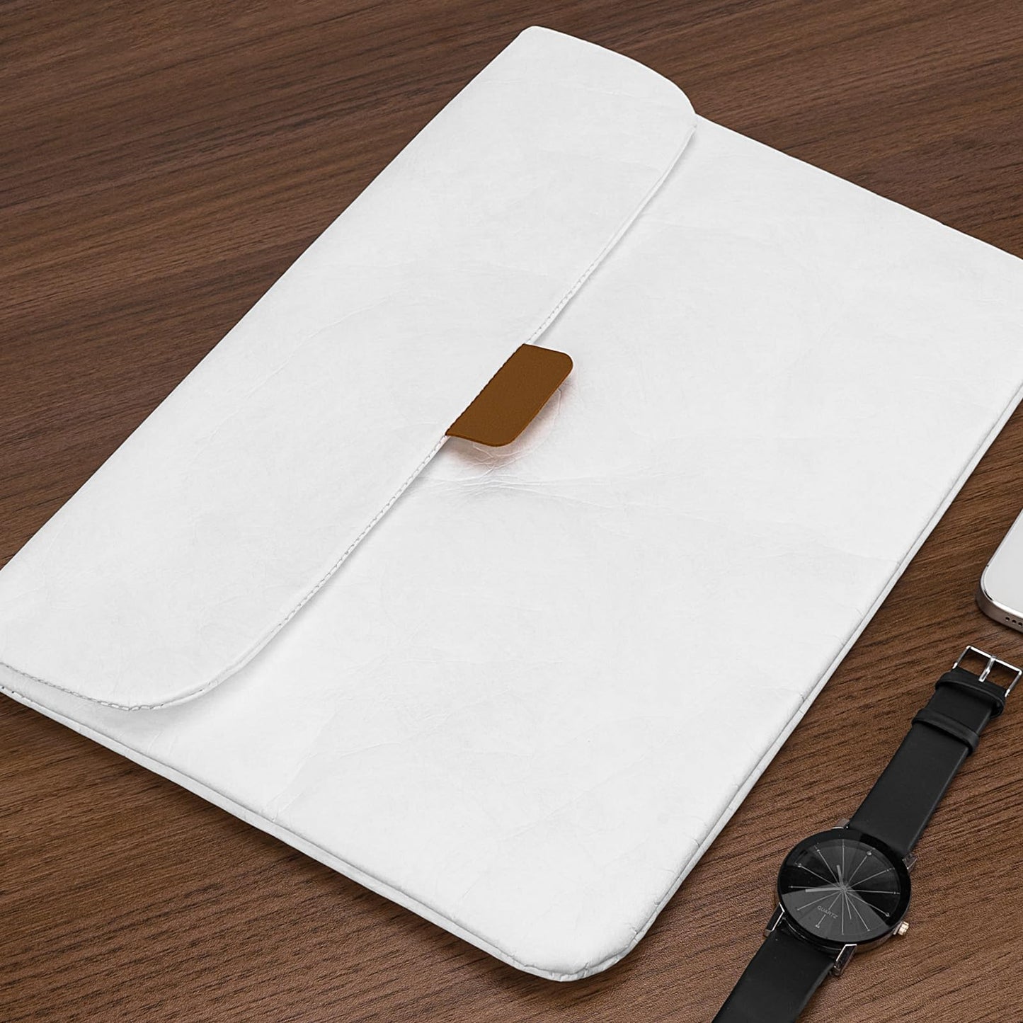 HannaFires Retro Paper Clutch Bag - Portable Tablet & Document Sleeve with Water Repellent Liner for Work, School & Gift (White)