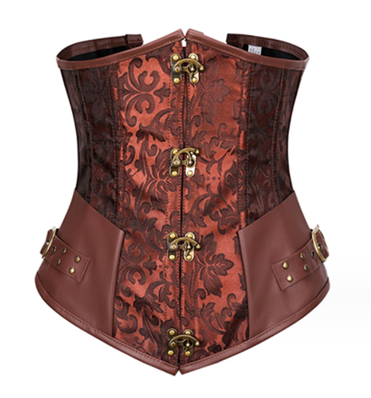 Moonight Steampunk Corset Underbust Brown Waist Cincher Pirate Underbust Corset Tops for Women Brown 2XL