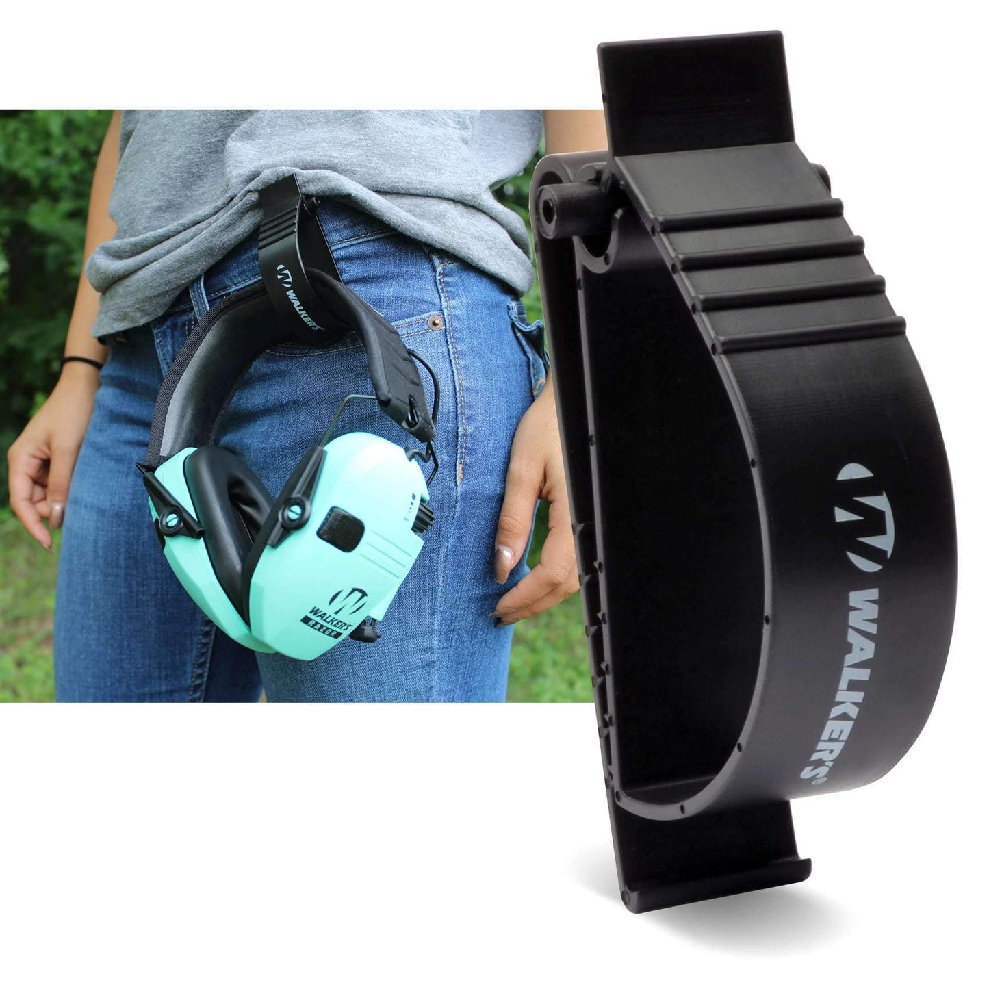 Walker's Durable Molded Polymer Universal Hands-Free Carry Hunting Range Shooting Earmuffs, Safety Glasses & Accessories Pocket Waistband Belt Clip Holder