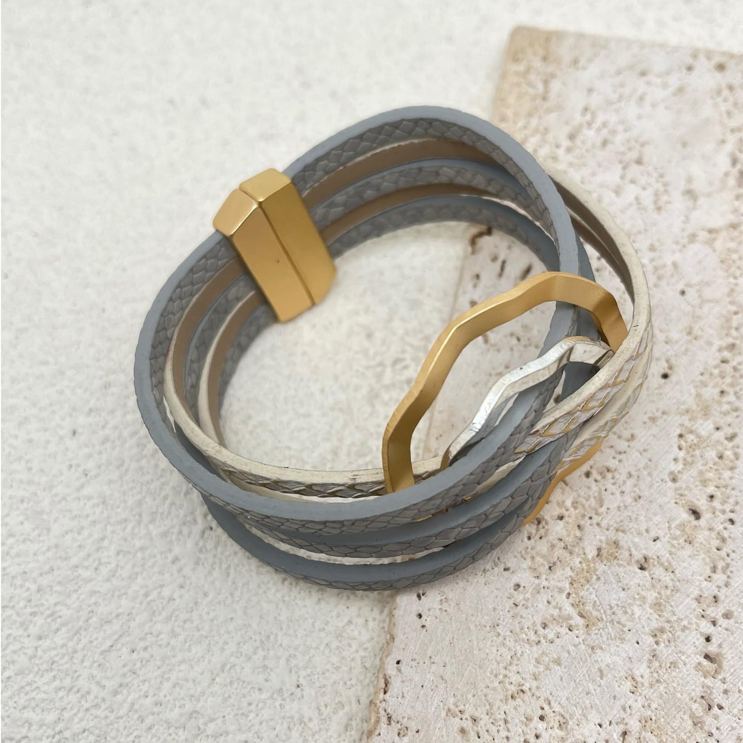 YYWANGART Women Leather Wrap Bracelet Layered Leather Gold Double Disk Cross Wrap Bracelet Handmade Multi Strand Cuff Bangle for Women