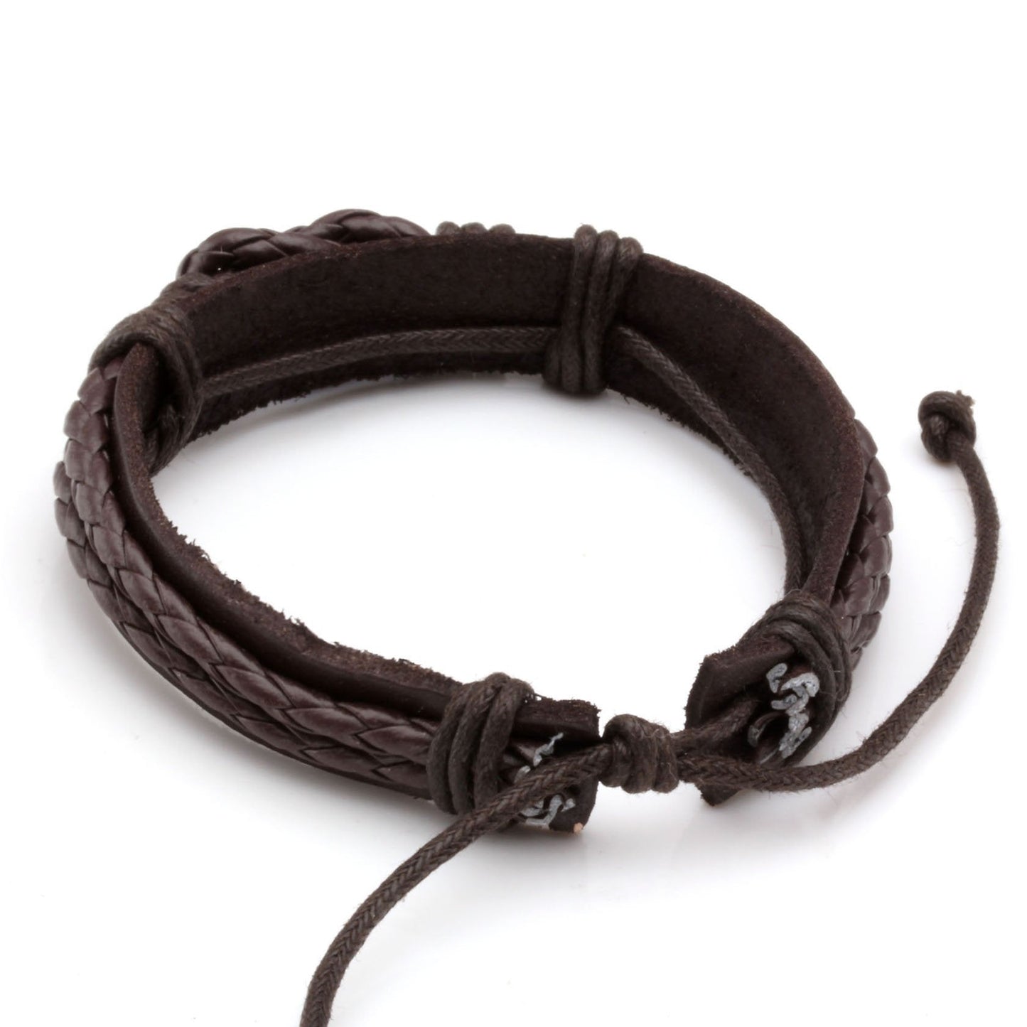 Eigso 12 Pcs Men's Braided Leather Bracelets Vintage Country Cowboy Bracelet for Man Brown Wood Wristband