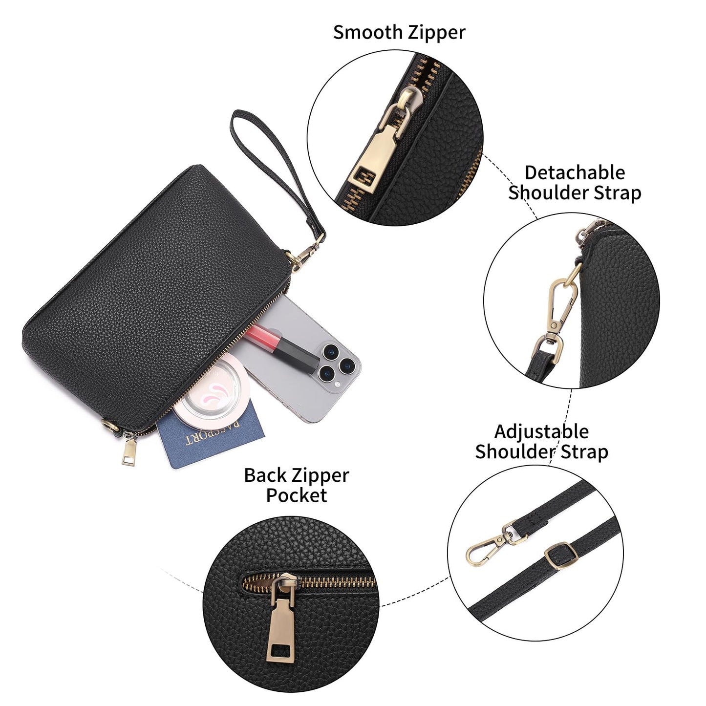 GAEKEAO Crossbody Bags for Women RFID Blocking Leather Cross Body Bag Purses Women's Crossbody Handbags with Wristlet Strap