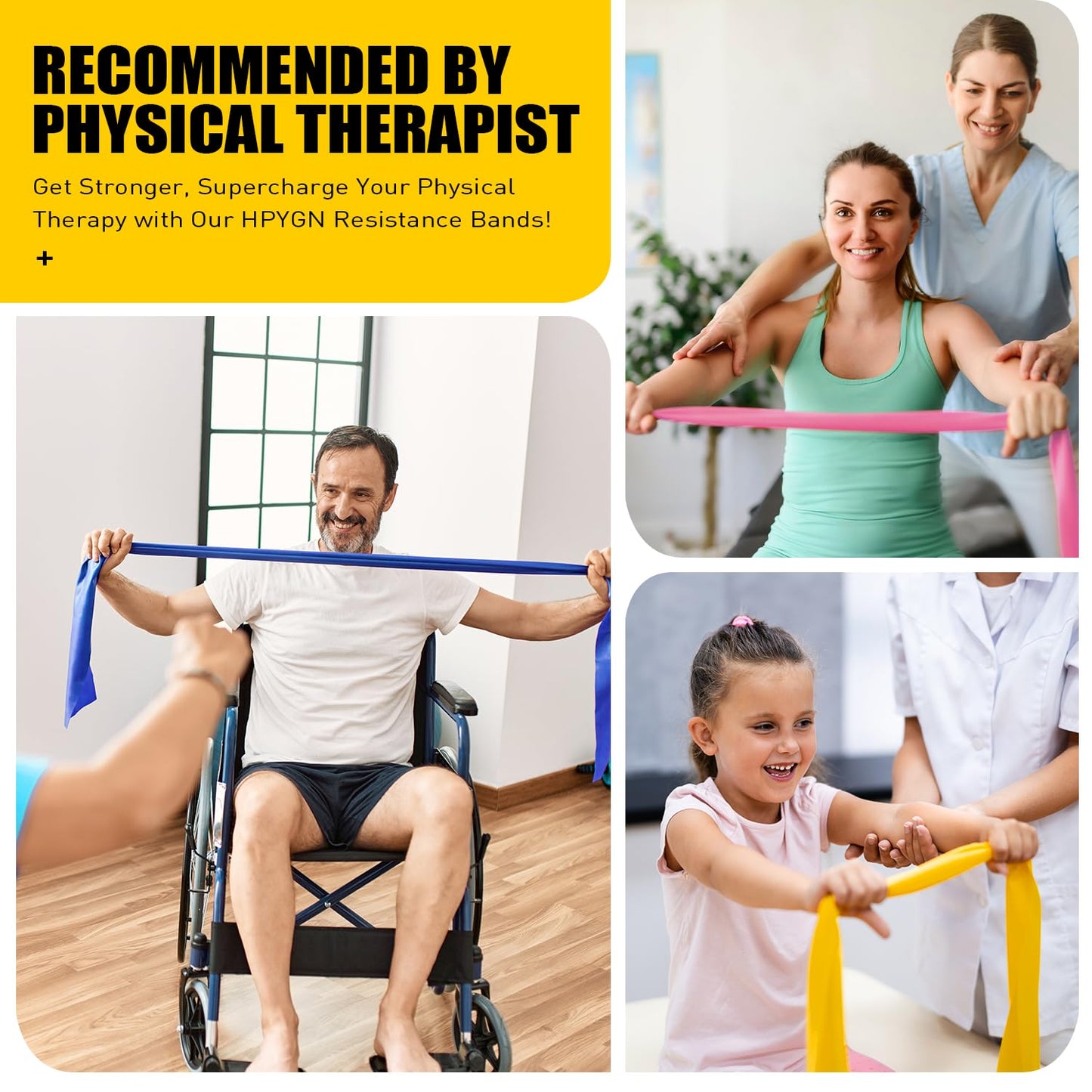HPYGN Resistance Bands, Exercise Bands, Physical Therapy Bands for Strength Training, Yoga, Pilates, Stretch Elastic Band with Different Strengths, Workout Bands for Home Gym