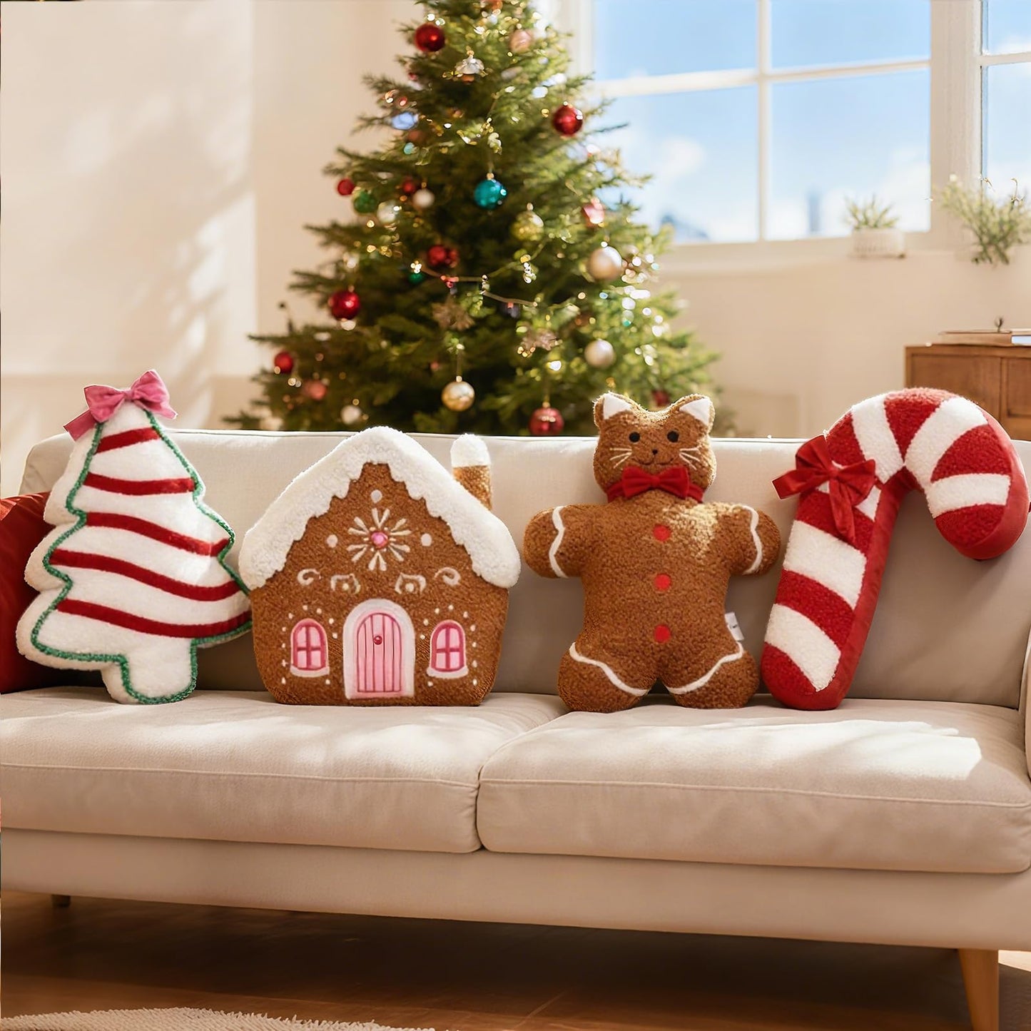 VigorSpring Christmas Tree Shaped Pillows- Plush Stuffed Christmas Tree Throw Pillows for Home Couch Sofa Bed Decorative, Cute Xmas 3D Shaped Decor, 14x18 Inch