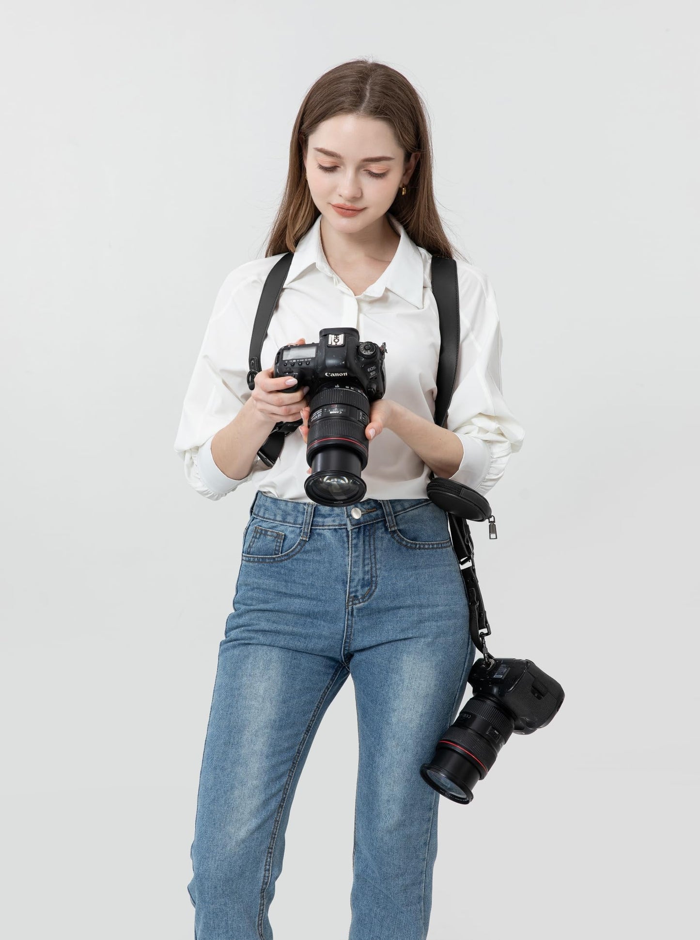 Honikoo Dual Camera Harness for 2 Cameras Leather Camera Shoulder Strap for DSLR/SLR Camera Straps for Photographers Camera Gear