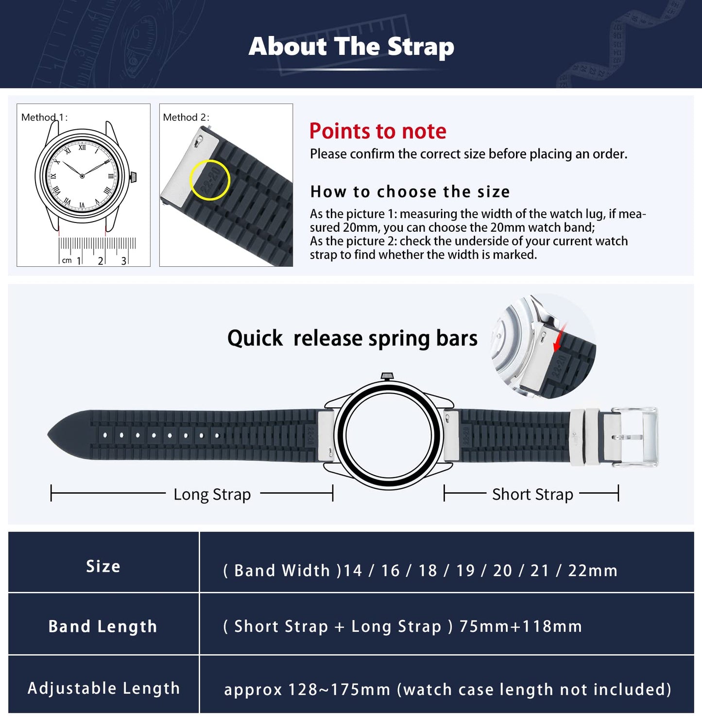 BINLUN Leather Watch Bands Quick Release 14mm-22mm Breathable Micro-Perforated Leather & Rubber Hybrid Watch Straps Silicone-Lined SmartWatch Replacement Bands Men Women (White,Sliver Buckle,22mm)