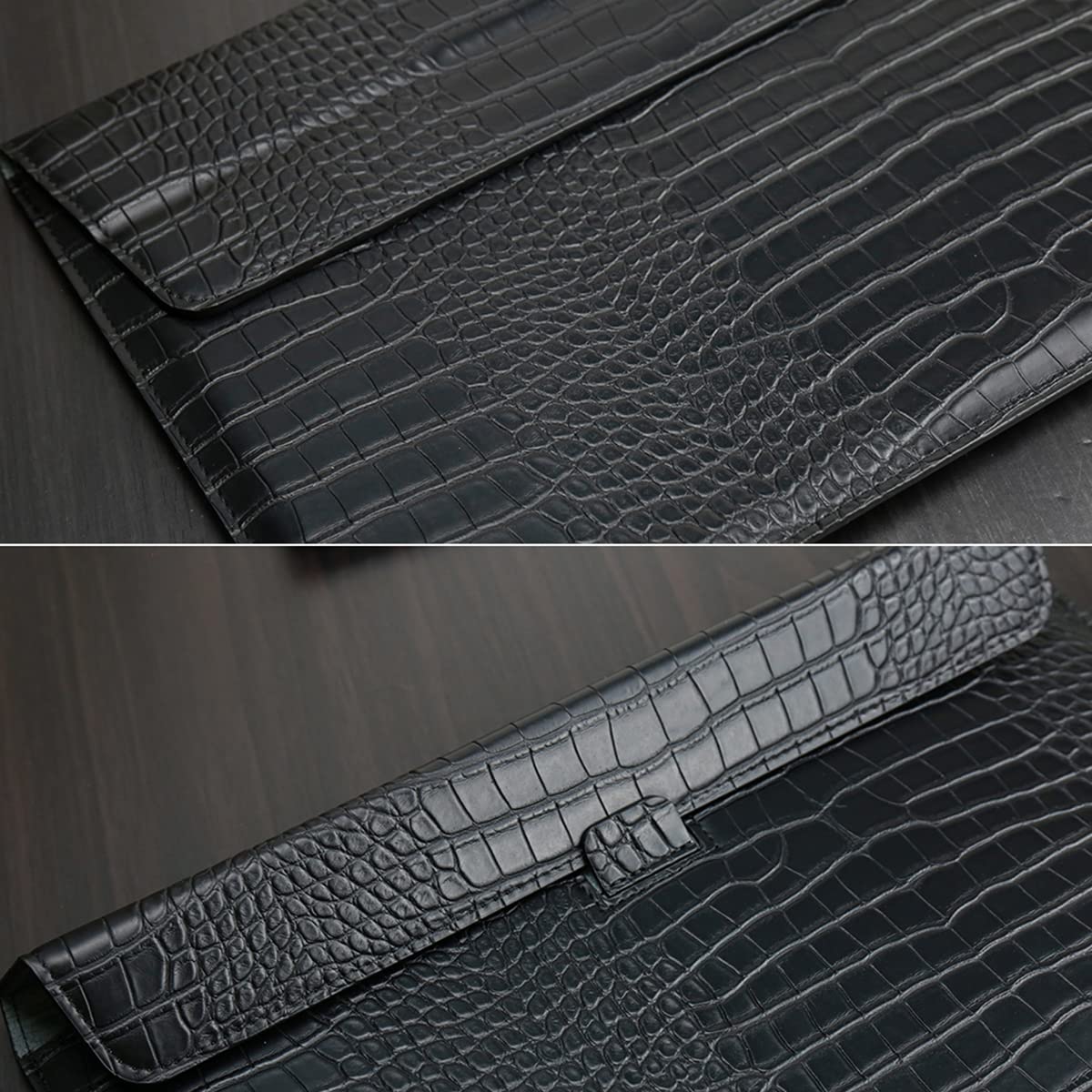 LCMOCICO Crocodile Grain PU Leather Flap Style Case Bag Laptop Sleeve for MacBook Air 15 inch 2026-2023 A3448 M5 M4 M3 M2 Notebook Bag for Mac Pro 16 A3428 A3429 2019-2026 Pro 15 2012-2019, Black