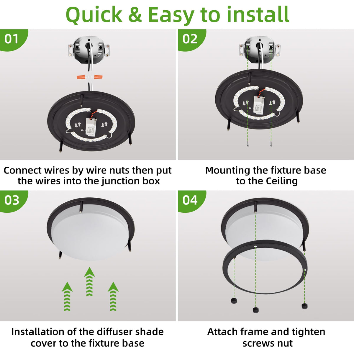 Hlite 10inch LED Flush Mount Ceiling Light Fixture, 1600LM, Oil Rubbed Bronze, Model HBCE-10C-OHW5K