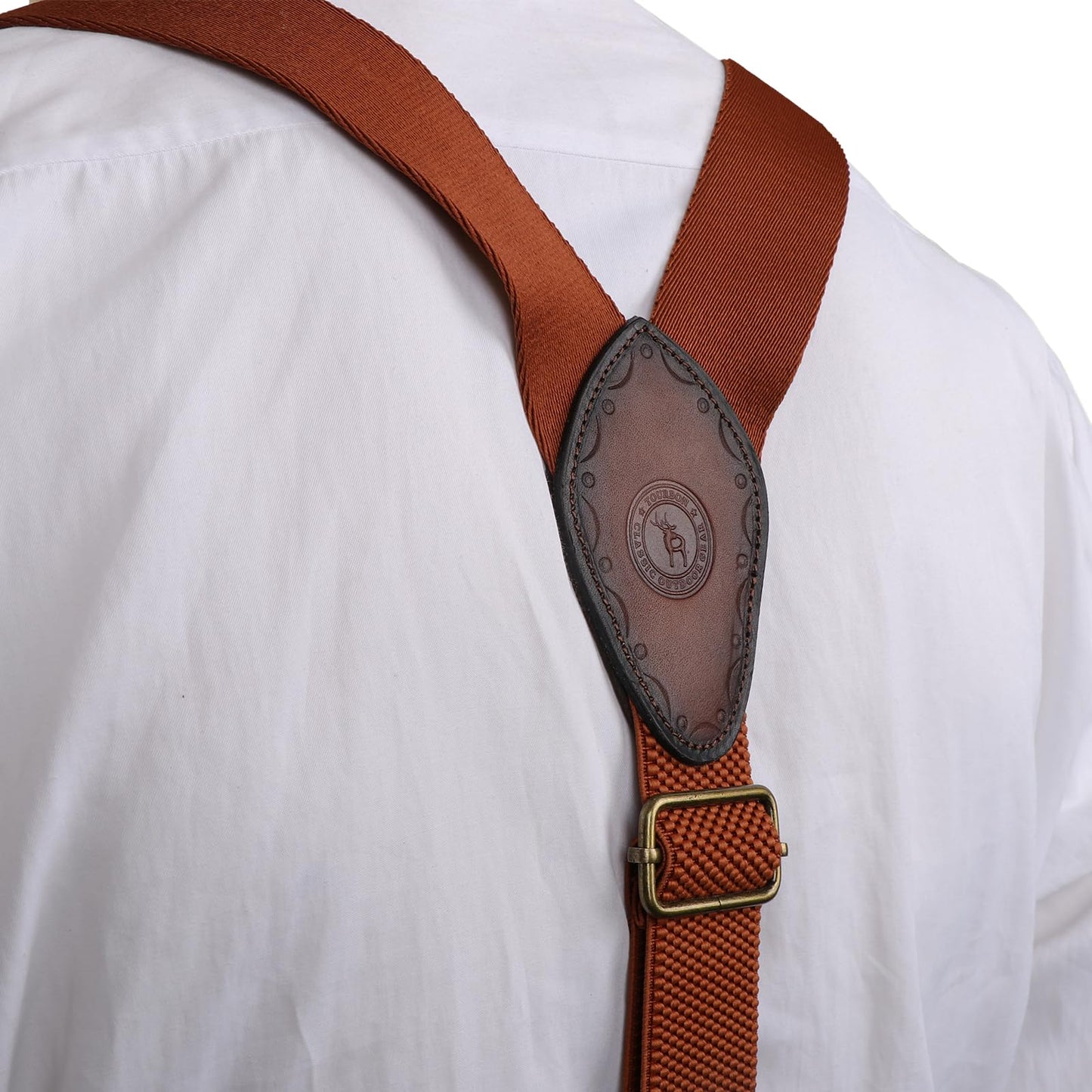 Tourbon Men's Y Back Suspenders - 1.4 Inch Elastic Adjustable Straps with 3 Metal Snap Hooks, Heavy Duty Western Braces for Jeans, Pants & Formal Wear