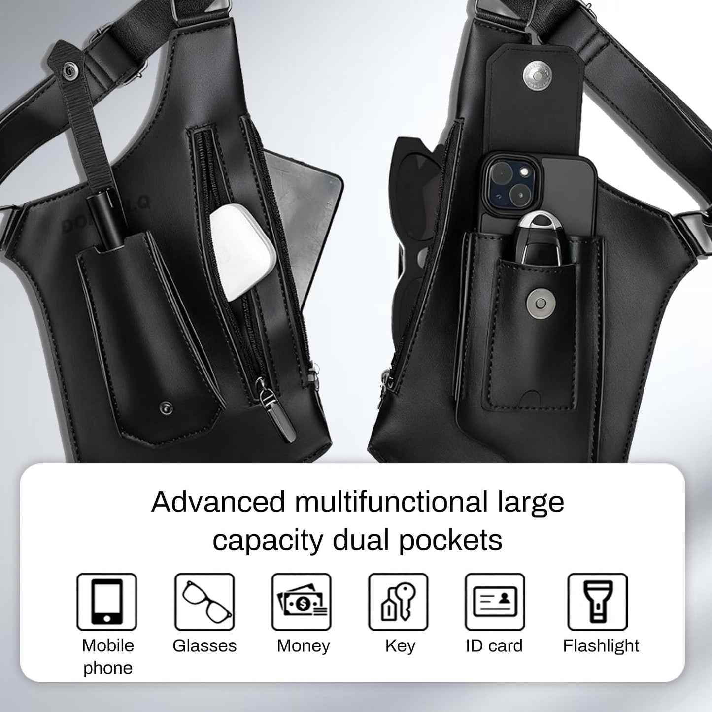 2026 Anti-Theft Double Shoulder Armpit Bag for Men Vest Bag Concealed Carry Holster with Adjustable Straps, Multi-Pocket Underarm Pouch for Travel, Outdoor Running, cycling & Daily Commute etc(black)