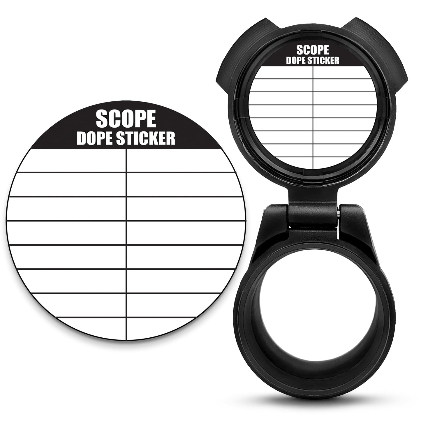 12 Writable Scope DOPE Stickers for Shooting -Fits Most Rifle Scope Caps
