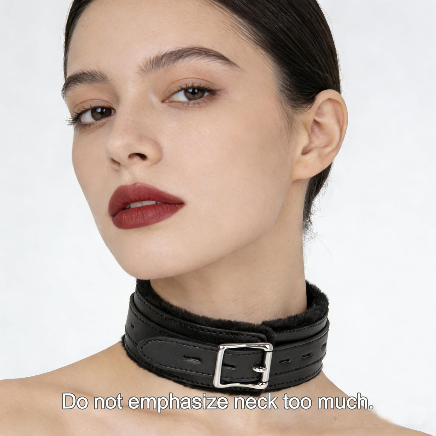 AUEDIRSN Leather Choker Necklace for Women, Gothic PU Leather Collar with Soft Faux Fur Lining, Adjustable Fashion Choker with Metal Buckle for Cosplay, Punk Style & Daily Wear (Black)