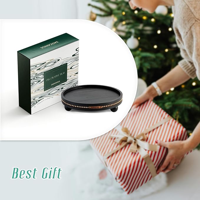 Decor Decorative Round Tray 11.81in for Home Decor for Coffee Table Farmhouse Kitchen Table Living Room Bathroom Centerpiece Tray Decor