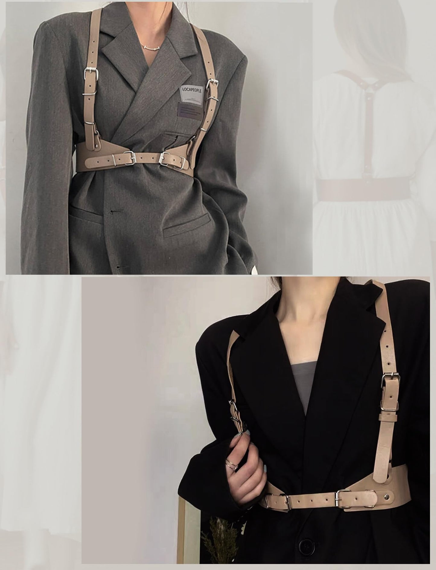Aivtalk Vest Harness Belt Gothic Fashion Body Chain Accessories High Waist Adjustable Corset for Party Dating Rave Festival Khaki M