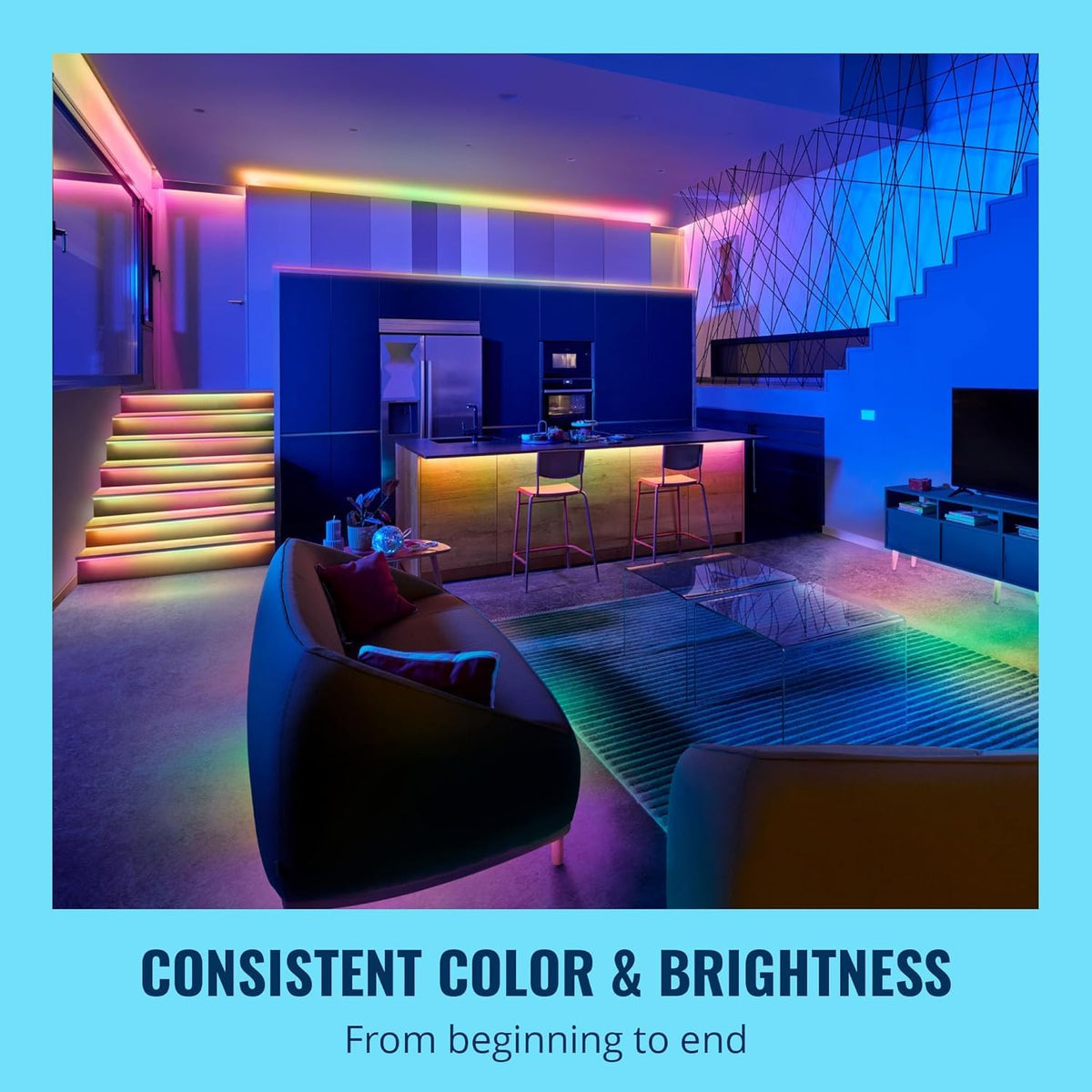 WiZ Connected 16.4 ft LED Light Strip For Your Smart Home - Flowing Multicolor LED, Color-Changing, Cuttable - Voice/App Control - Works with Google Home, Alexa and HomeKit