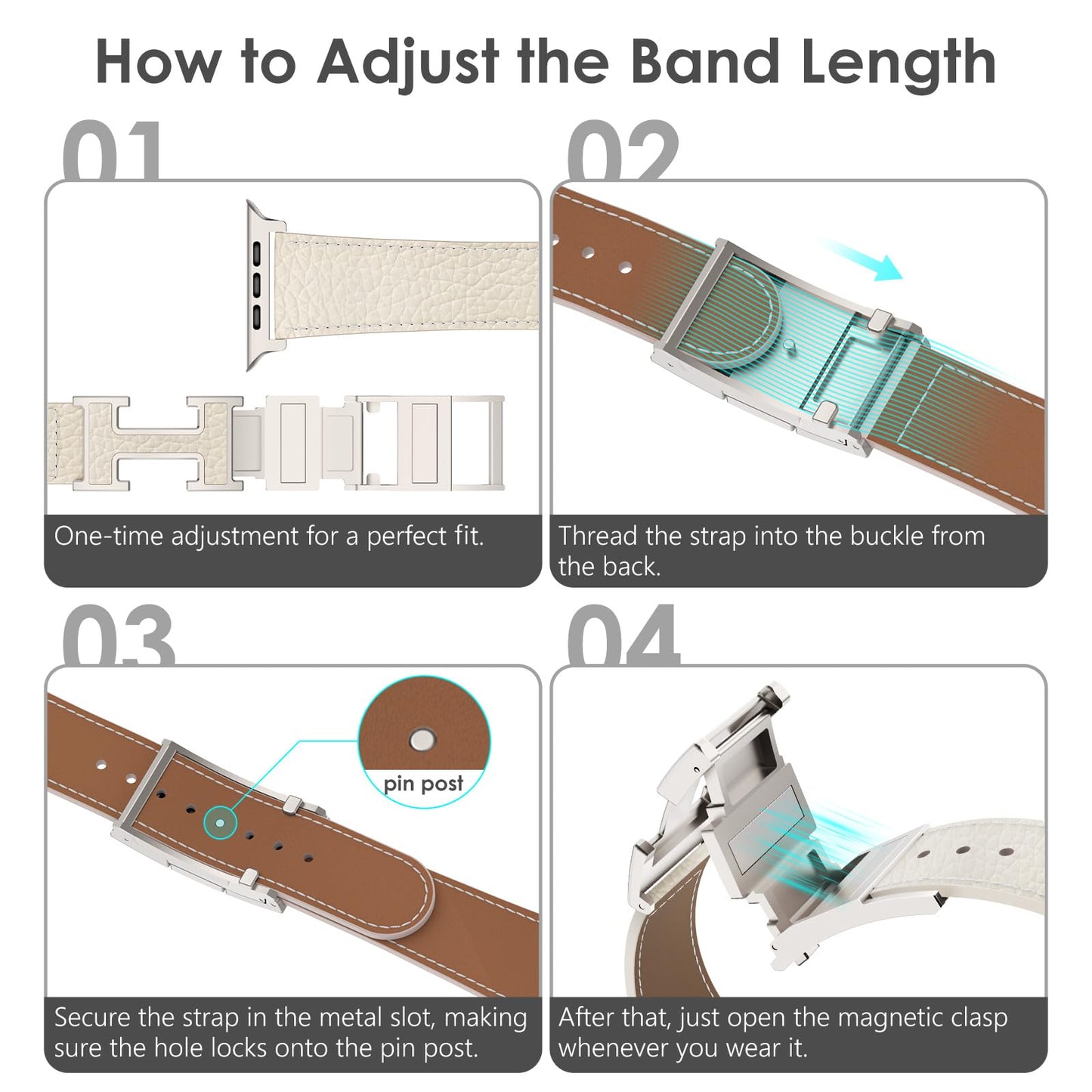 CHANCHY Leather Magnetic Watch Band Compatible with Apple Watch Bands 40mm 38mm 41mm 42mm 44mm 45mm 46mm, Top Grain Leather Dressy Band for Women Men iWatch Ultra SE3 Series 11/10/9/8/7/6/5/4/3/2/1