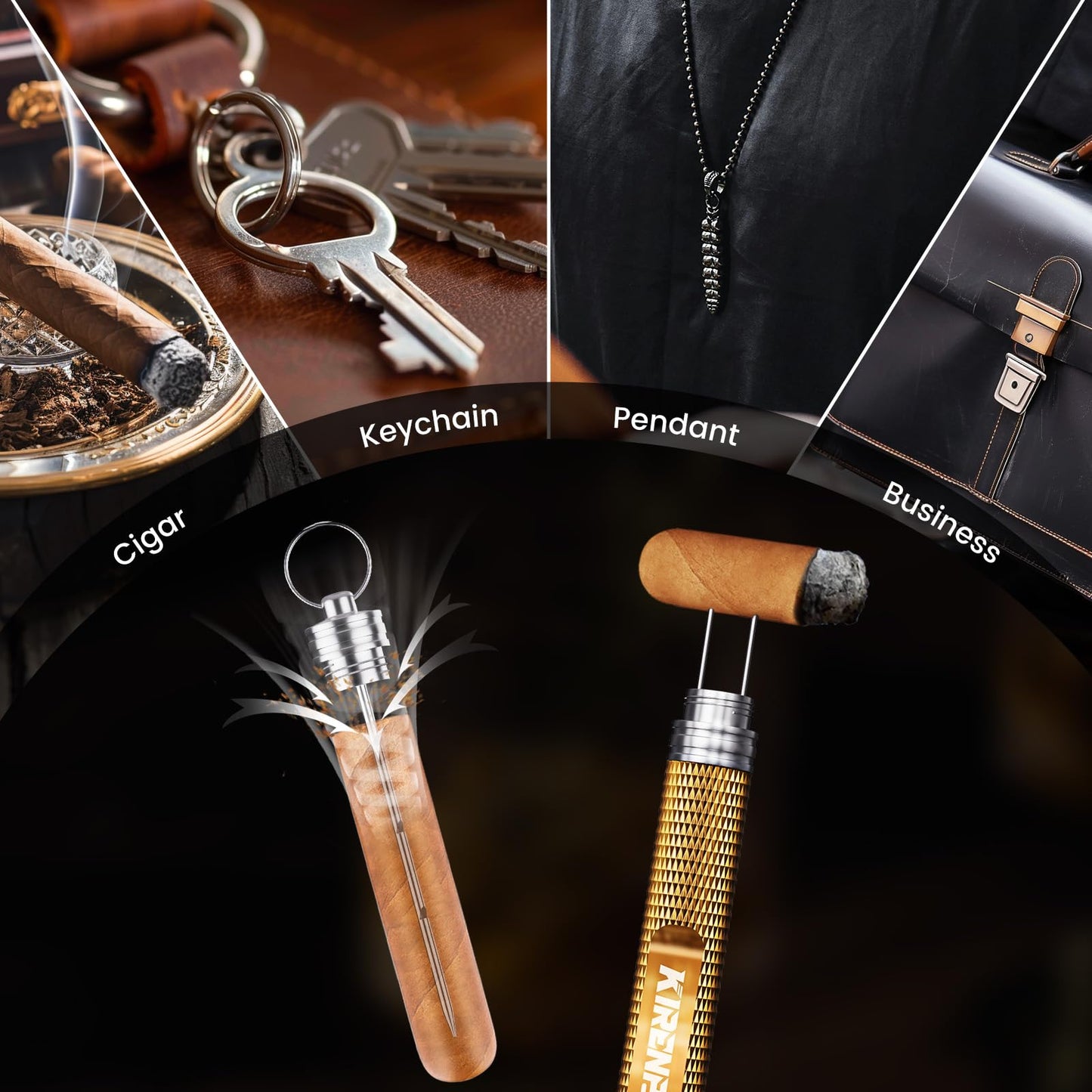 2-Pack Cigar Draw Enhancer Tool, Cigar Poker & Cigar Nubber 2-in-1, Practical Cigar Accessories with Key Ring for All Cigars