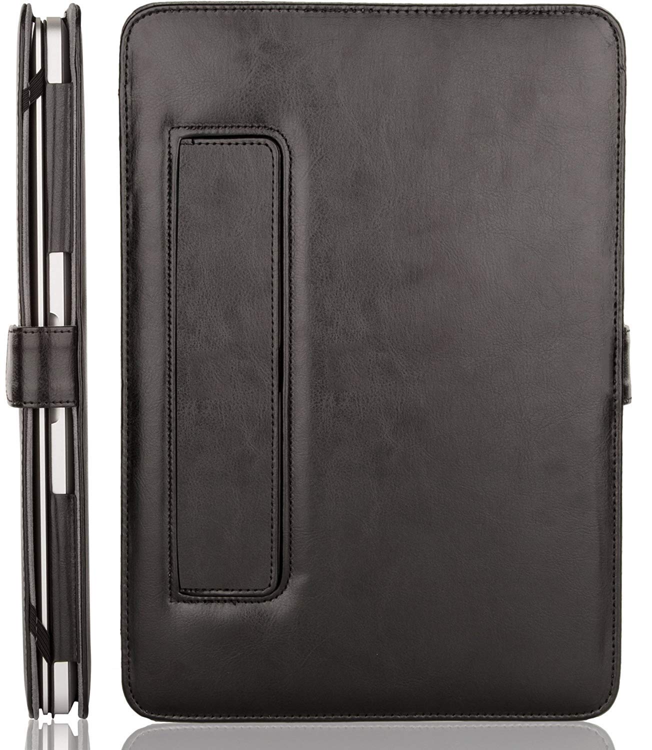 MOSISO Case Compatible with MacBook Air 13.6 inch M4 M3 M2 2025-2022 /Air 13 M1 2022-2018 /Pro 13 inch M2 M1 2025-2016, PU Leather Portfolio Protective Stand Cover, Black