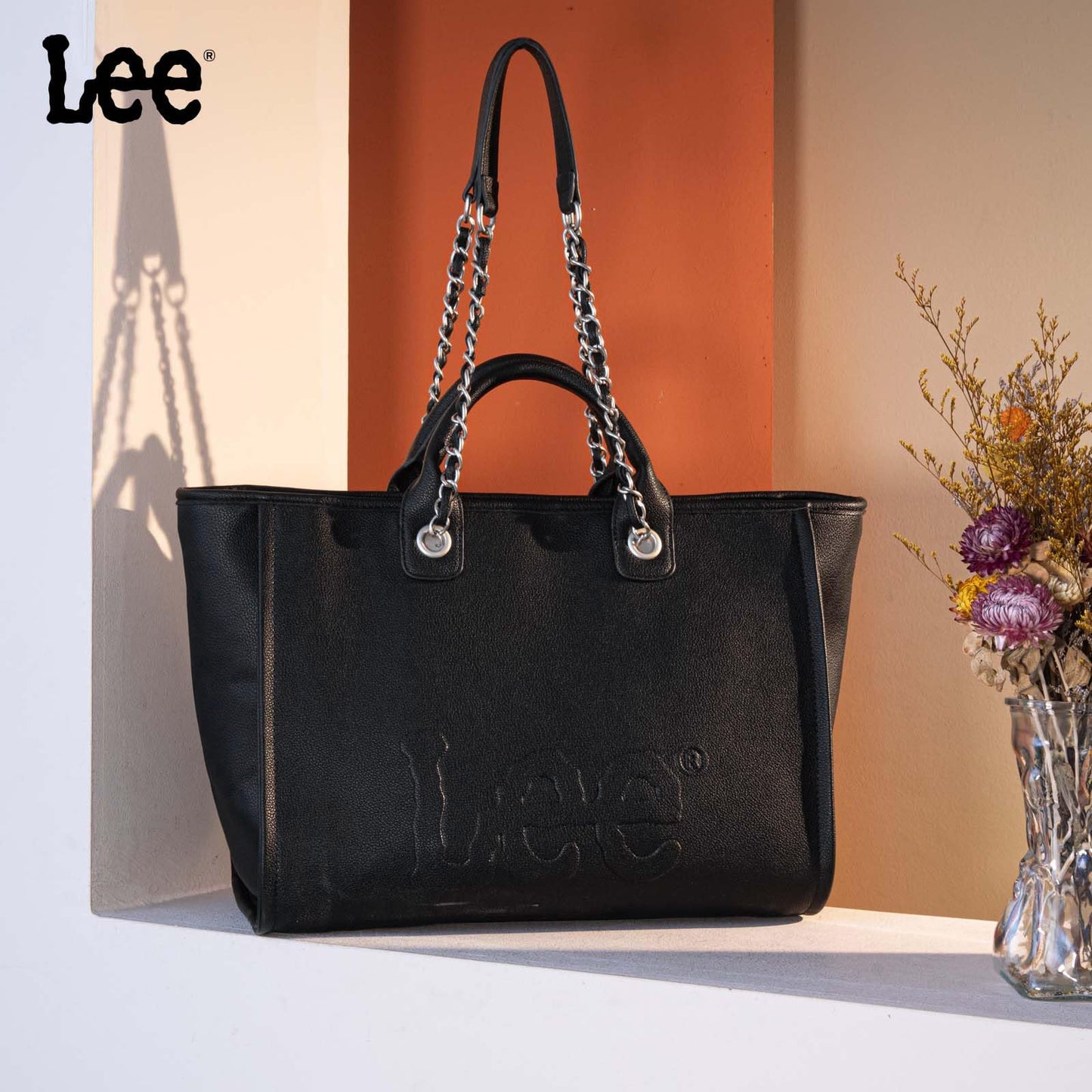 Lee Large Shoulder Tote Bag for Women Vegan Leather Top-Handle Handbag LEE46-345BK