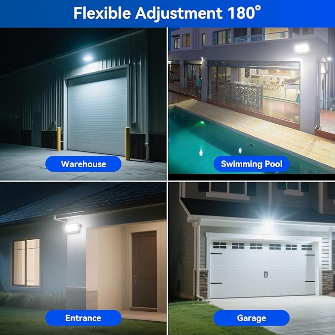 200W Flood Lights Outdoor, 22000LM 5000K with Dusk-to-Dawn Photocell, IP65 Waterproof Security Lights Bright LED Parking Lot Light with Trunnion Mount for Yard Garage Stadium