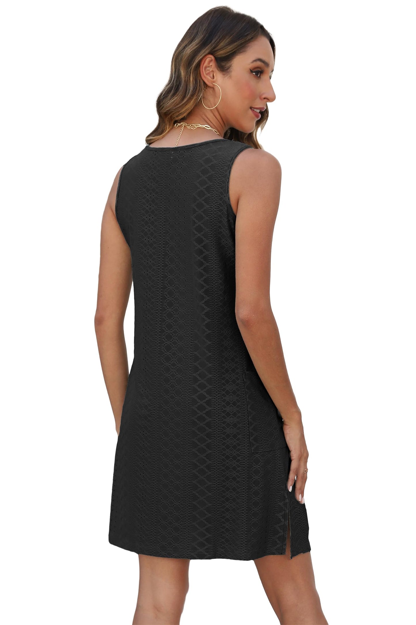 BKRIVE Black Dresses for Women 2026 Trendy Sleeveless T Shirt Dress Fashion Spring Summer Birthday Party Club Elegant Dress with Pockets Black L