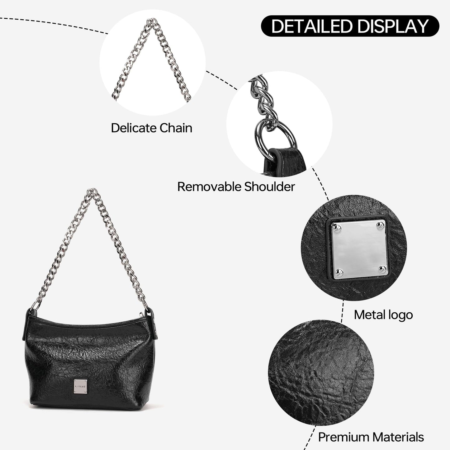 GEMIU Shoulder Bags for Women, Leather Bucket Crossbody Bag Trendy Chain Hobo Handbags Purses for Everyday Work