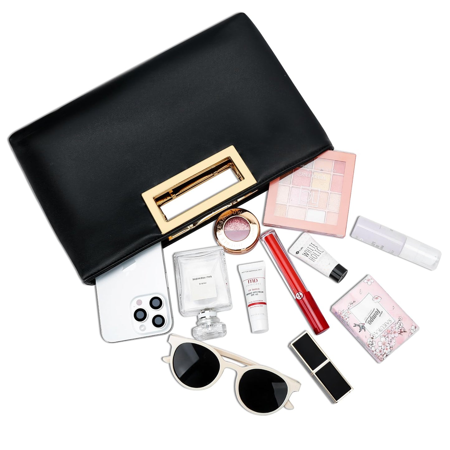 KKXIU Clutch Purse for Women Vegan Leather Evening Bag Formal Handbag for Wedding Party Prom Bridal (Silver)