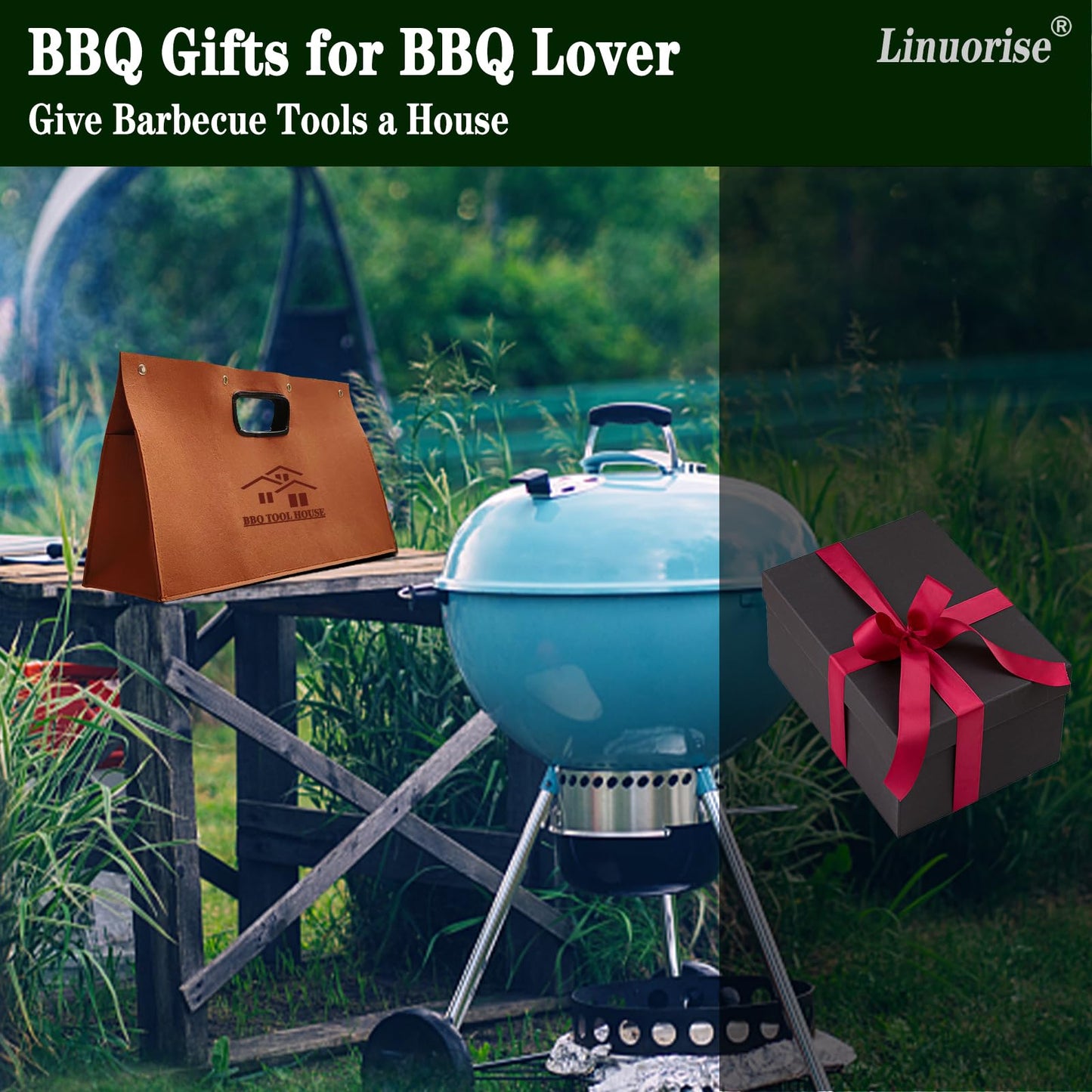 Linuorise Grill Accessory Storage Bag, BBQ Tools Storage, Grill Storage Bag, Storage Container for Grilling ; Men's BBQ Gifts!(Material:Thickened Felt Cloth)