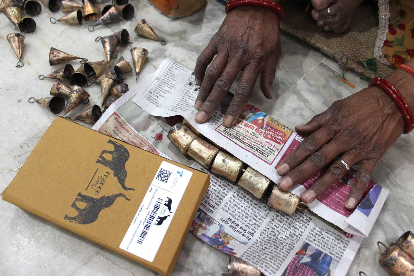 Rustic Iron Tin Metal Vintage Cow Bells Jingle for Wind Chimes and Crafts 2" H Antique Brass Covering Bells, Craft Bells, Set of 20