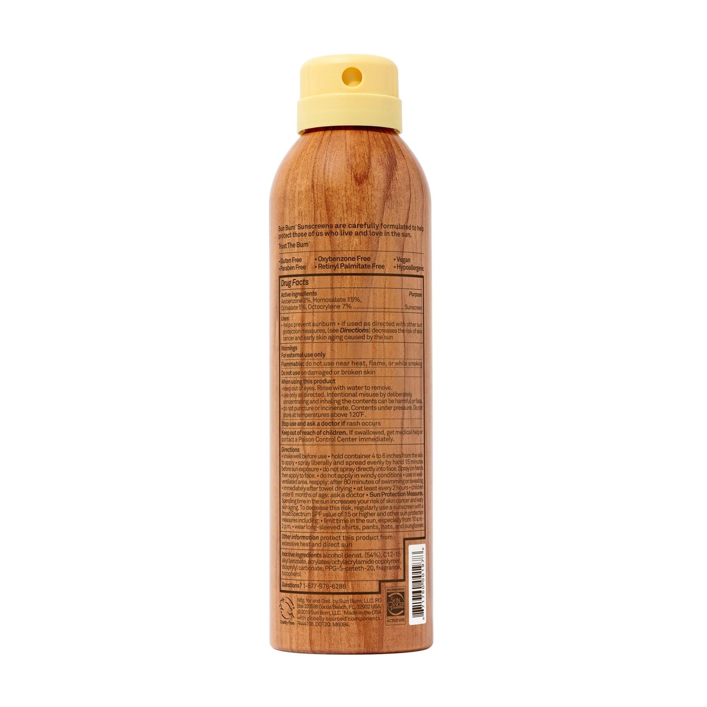 Sun Bum Original SPF 50 Sunscreen Body Spray - Broad Spectrum Moisturizing Sunscreen with Vitamin E - Hawaii 104 Act Compliant (Made without Octinoxate & Oxybenzone) - 6 oz